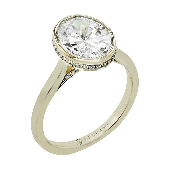 engagement-pear-cut-white-gold-ring-14k Yellow Gold Oval Bezel Diamond Engagement Ring by Zeghani