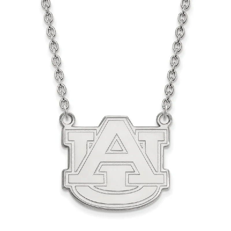 Ladies necklaces for trips -14k White Gold Auburn U Large 'AU' Pendant Necklace