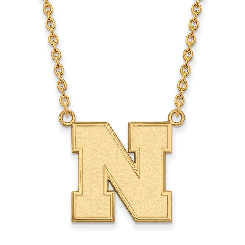 Ladies necklaces aged charm -10k Yellow Gold U of Nebraska Large Intial N Pendant Necklace