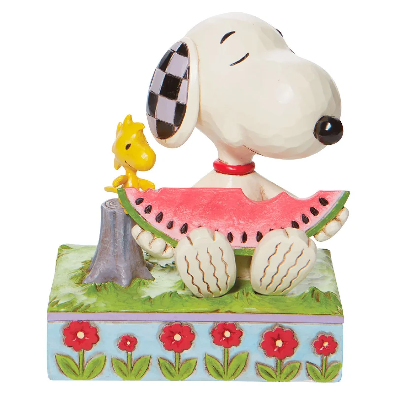 ladies-ruby-promise-rings-Jim Shore Peanuts Snoopy & Woodstock Sharing Watermelon Figurine