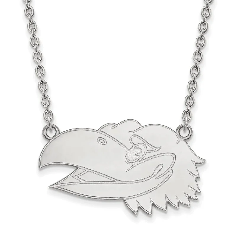 Ladies necklaces vintage elegance -10k White Gold U of Kansas Lg Jayhawk Pendant Necklace