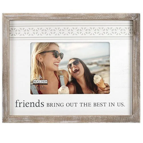 ladies-elegant-silver-rings-Malden Friends Bring Out the Best in Us Rustic Border 4"x6" Photo Frame