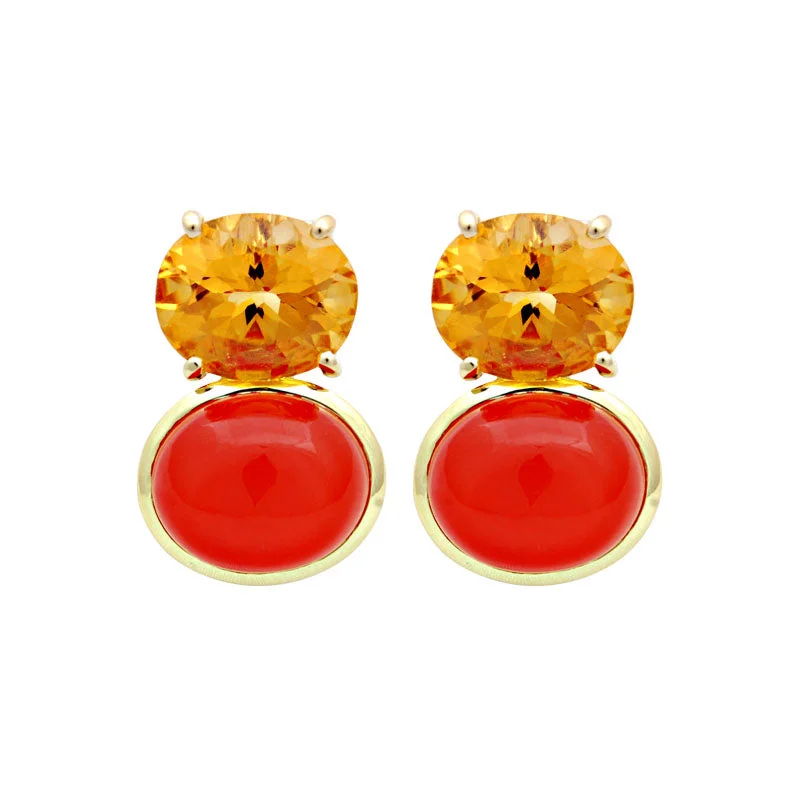 ladies-gemstone-rose-gold-earrings-Earrings-Citrine and Cornelian