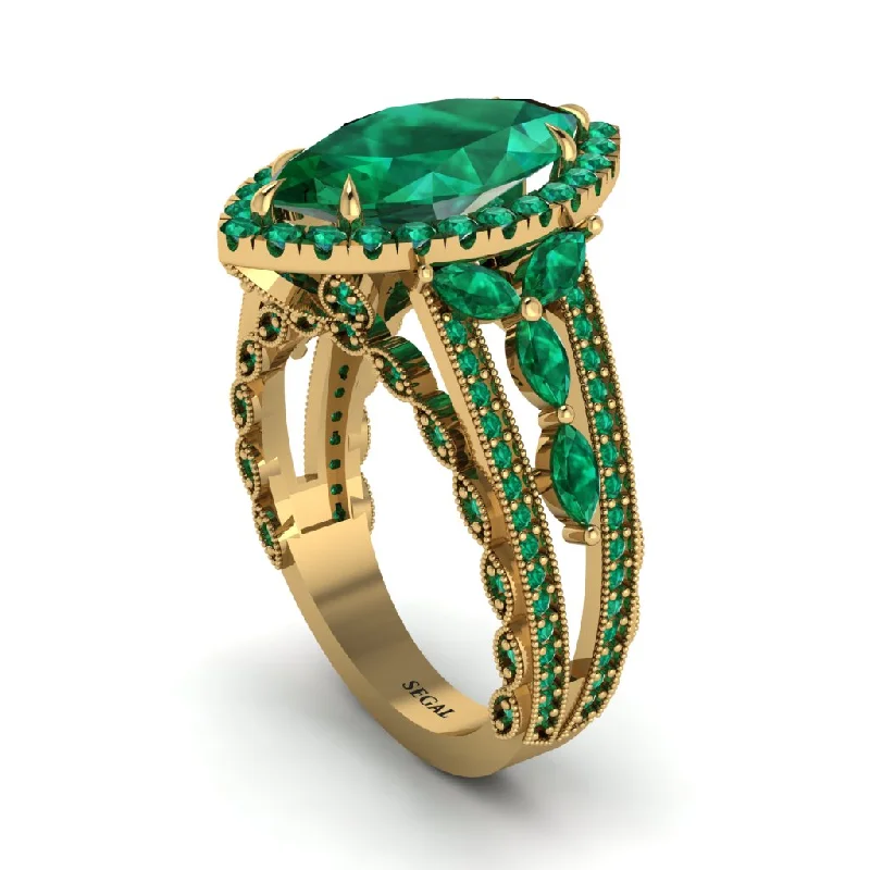 engagement-pear-cut-white-gold-ring-Emerald Majestic Splendor Engagement Ring - Antonella No. 19