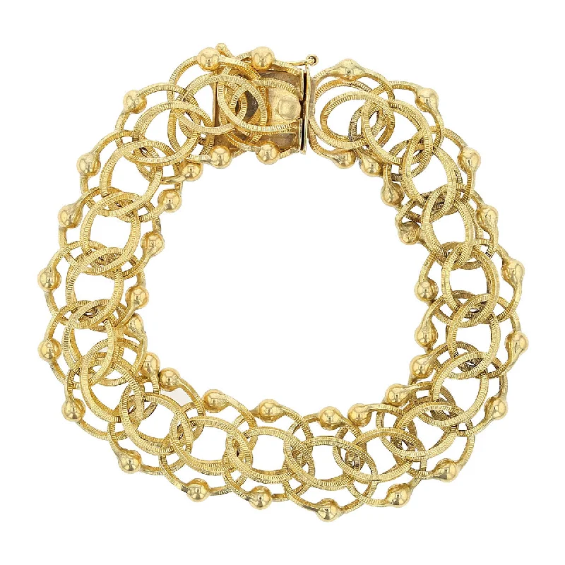 Ladies bracelets with dawn sunstone -8-Inch 14K Yellow Gold Wide Fancy Link Bracelet