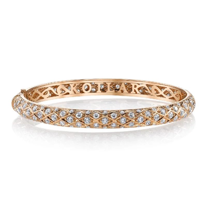 Ladies bracelets for family love -Criss Cross Artisan Pave Diamond Bangle Bracelet