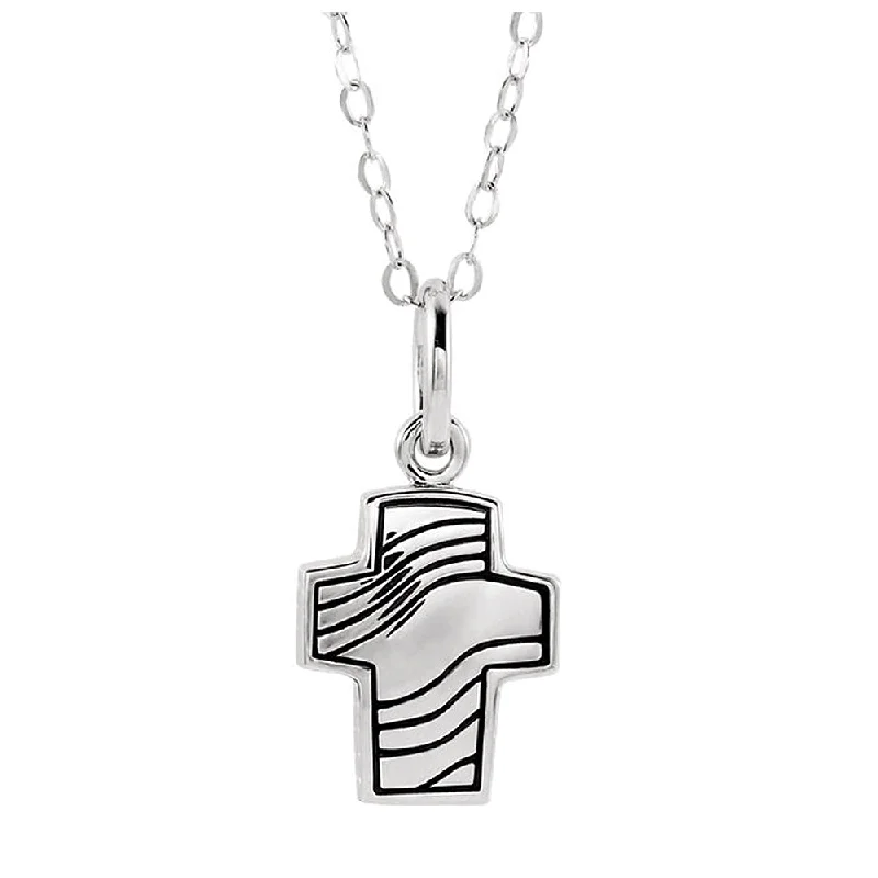 Ladies necklaces for spring flair -Rhodium Plated Sterling Silver Cross Ash Holder Necklace, 18 Inch