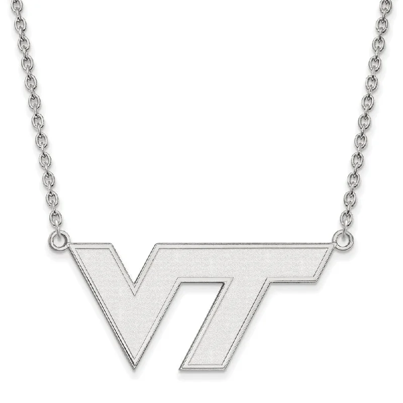 Ladies necklaces for lazy vibes -14k White Gold Virginia Tech Large 'VT' Pendant Necklace