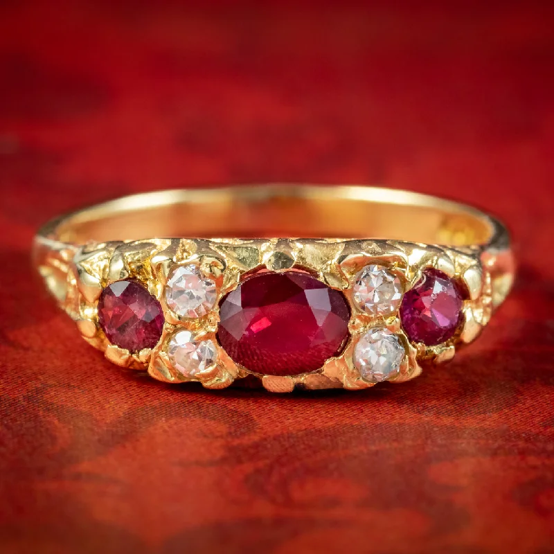 ladies-white-gold-band-rings-Vintage Ruby Diamond Ring 0.50ct Of Ruby Dated 1975