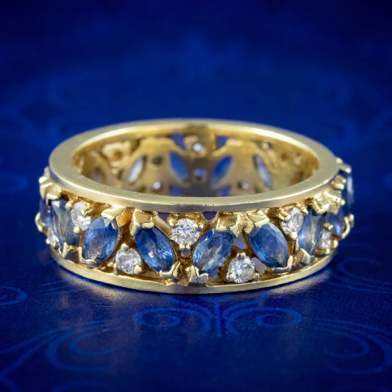 ladies-infinity-diamond-rings-Vintage Sapphire Diamond Eternity Ring 0.84ct Sapphire