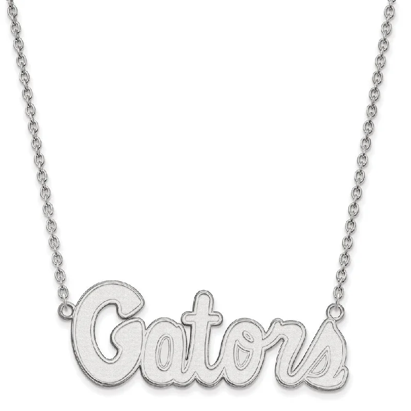 Ladies necklaces with hope pendants -Sterling Silver U of Florida Large 'Gators' Pendant Necklace