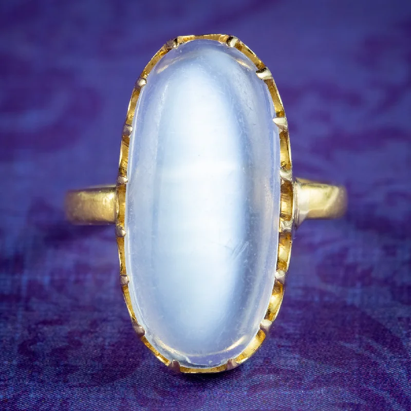 ladies-wedding-pearl-rings-Antique Victorian Moonstone Ring 6ct Moonstone