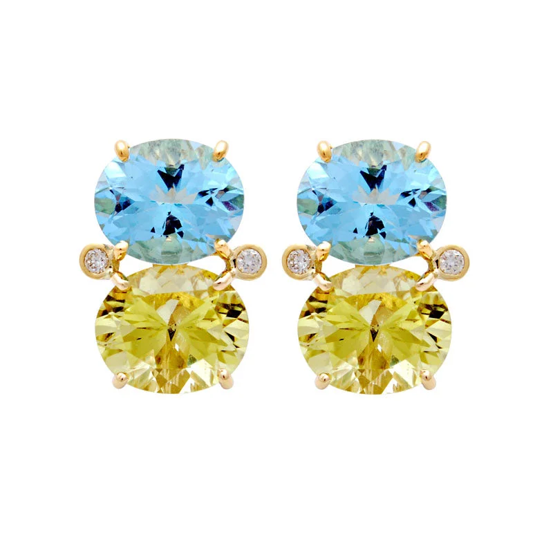 ladies-custom-rose-gold-earrings-Earrings-Blue Topaz, Lemon Quartz and Diamond