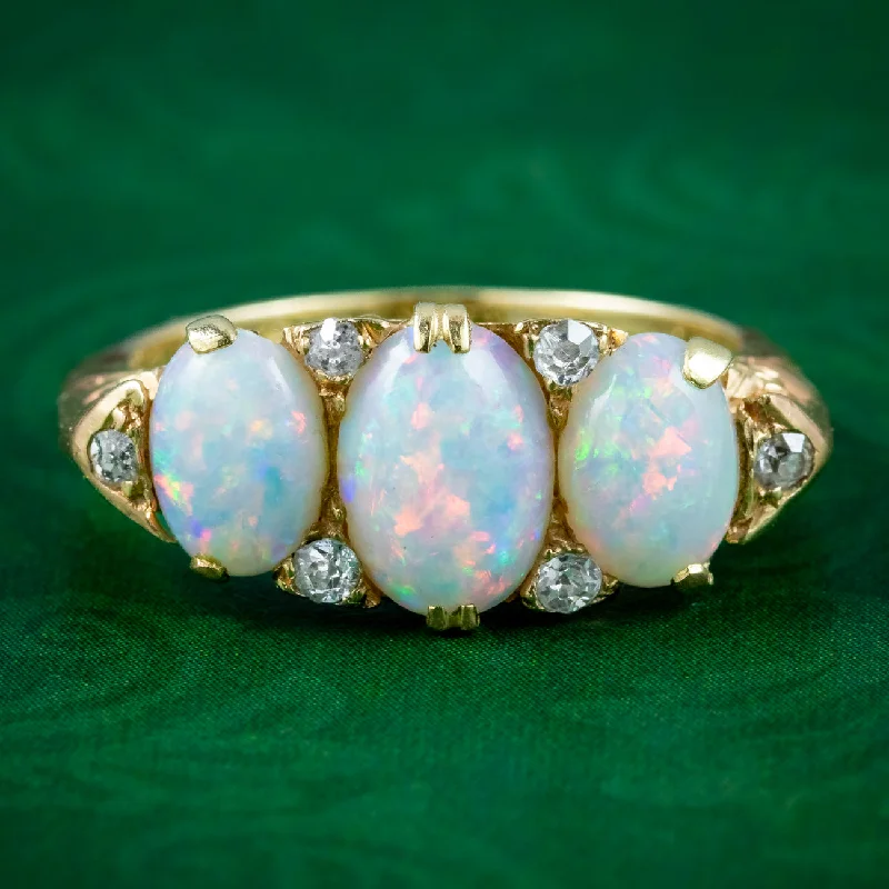 ladies-rose-gold-unique-rings-Antique Edwardian Opal Diamond Ring 2.9ct Of Opal Dated 1904