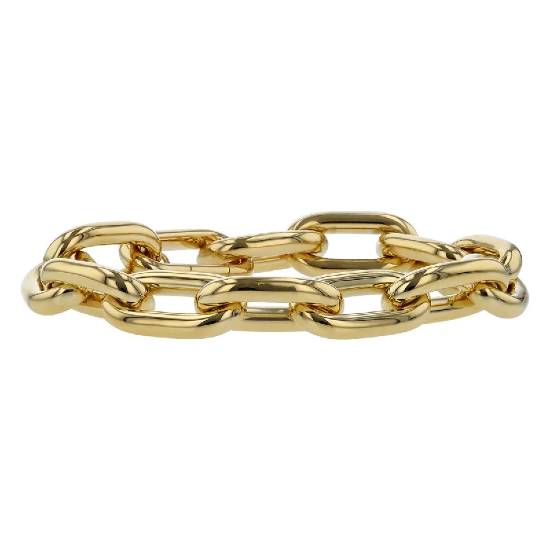 Ladies bracelets skin-safe alloys -18K Yellow Gold Paperclip Bracelet