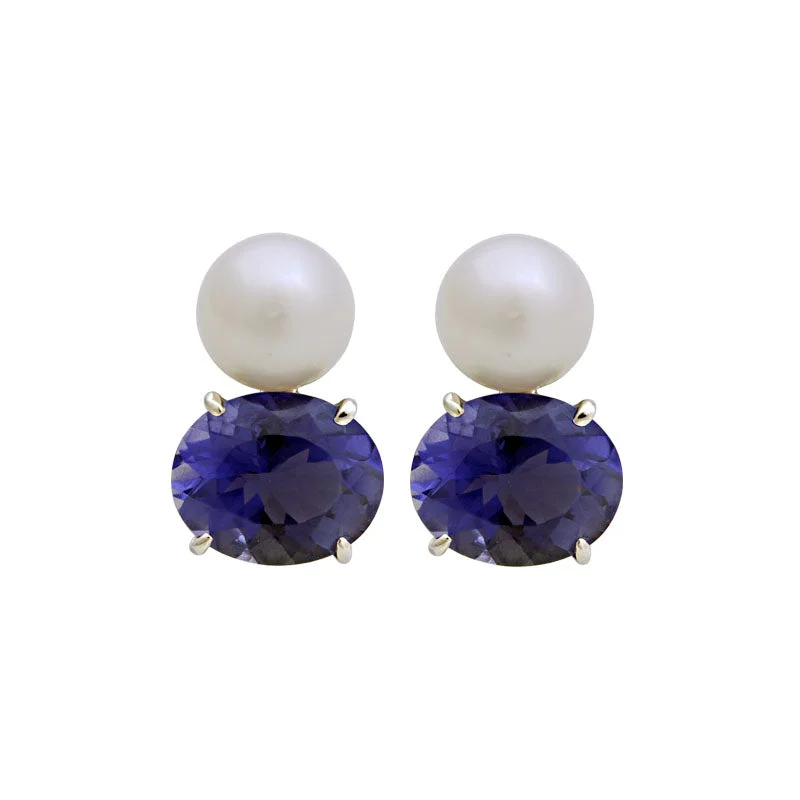 ladies-bridal-tassel-earrings-Earrings-Iolite and South Sea Pearl