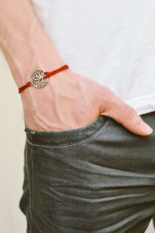 Ladies bracelets plaited bands -Tree of life bracelet for men, red cord, Yoga gift for him