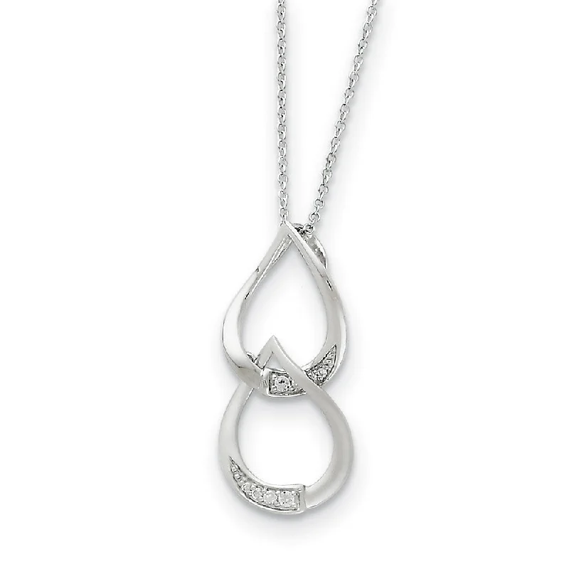 Ladies necklaces stylish strands -Rhodium Plated Sterling Silver & CZ Tears to Share Necklace, 18 Inch