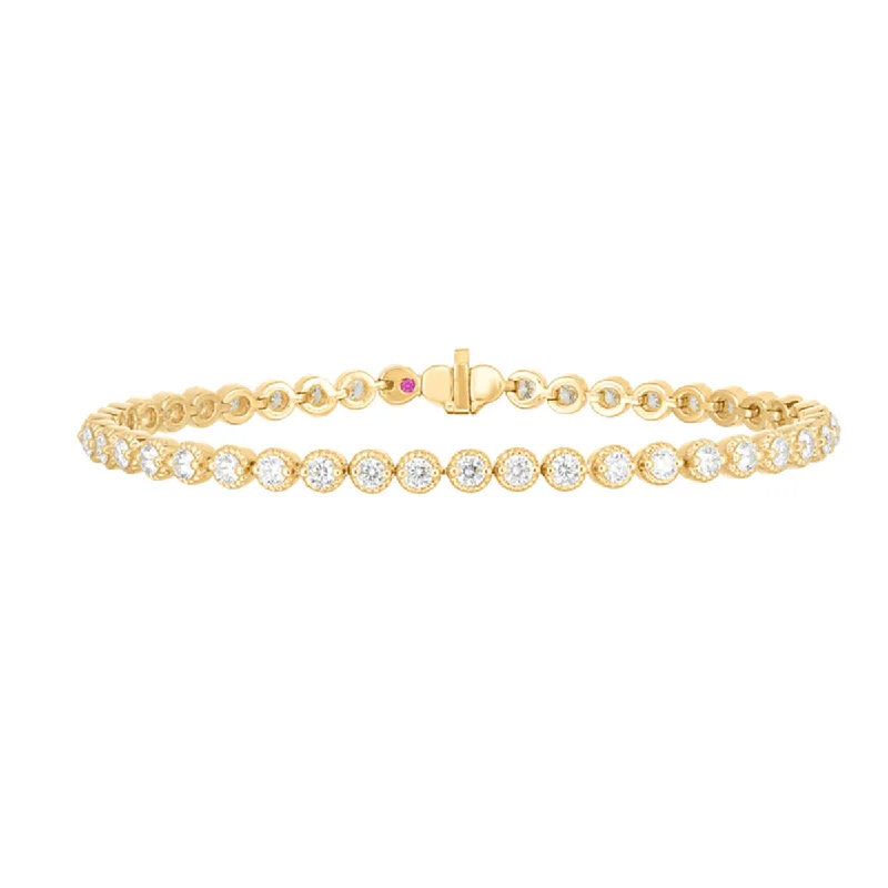 Ladies bracelets with frost zircon -18K Yellow Gold Florentine Flexible Bracelet