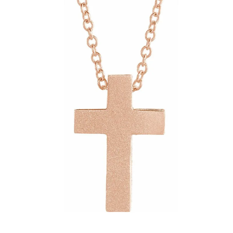 Ladies necklaces with streak pendants -14K Gold Tiny Satin Side Scroll Cross Necklace, 16-18 Inch