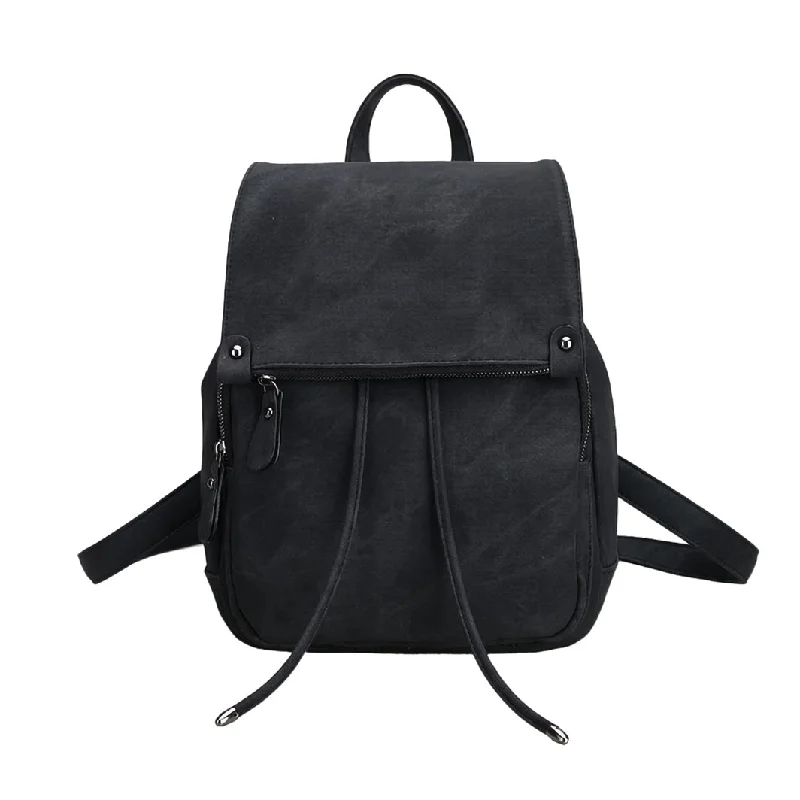 ladies-round-sapphire-rings-Chloe Butter Vegan Leather Flap Top Draw String Backpack Black