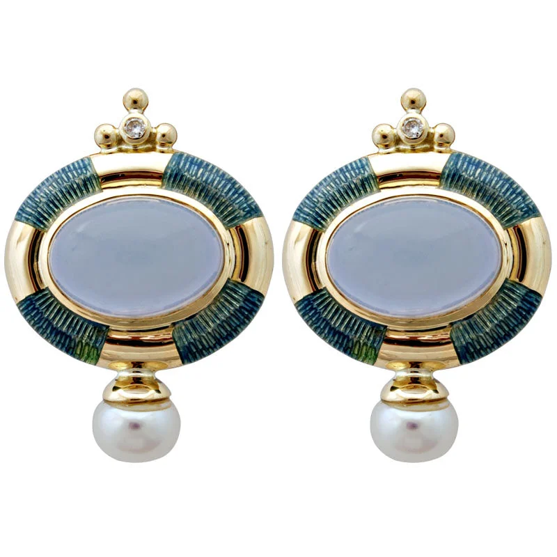 ladies-birthstone-drop-earrings-Earrings-Chalcedony, Pearl and Diamond (Enamel)