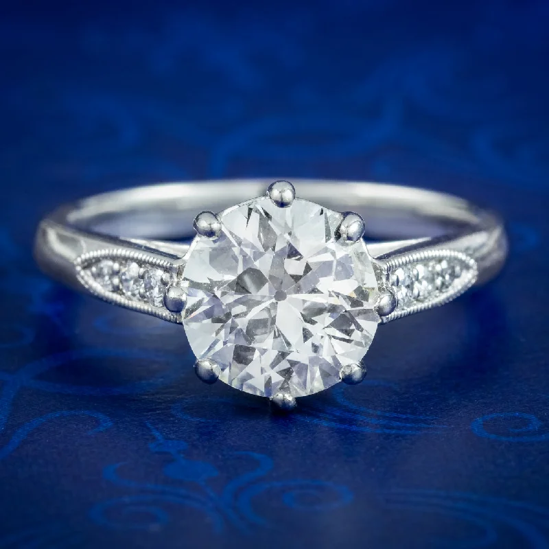 ladies-diamond-modern-rings-Edwardian Style Diamond Solitaire Ring 1.72ct Diamond With Cert