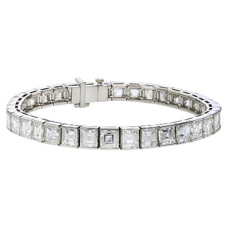 Ladies bracelets for festive surprises -Art Deco Platinum Diamond Straight Line Bracelet