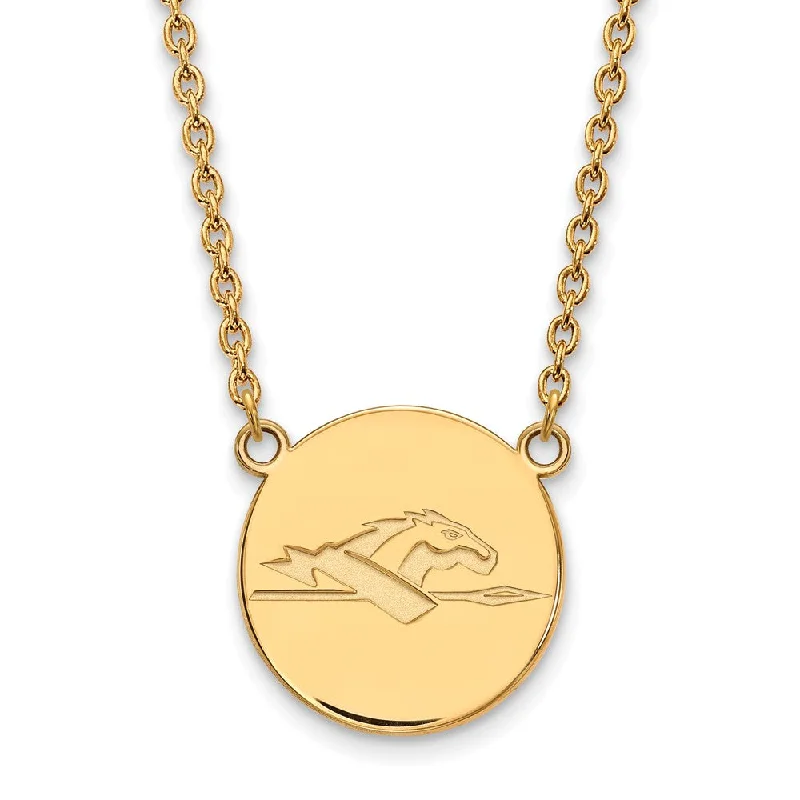 Ladies necklaces stylish chains -14k Gold Plated Silver Longwood U Large Lancer Disc Necklace