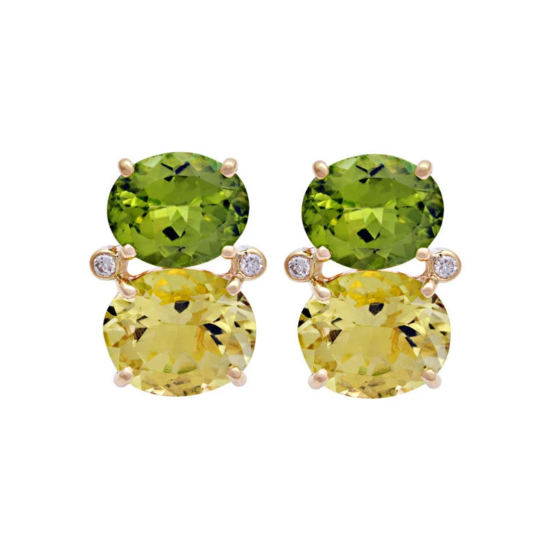 ladies-party-thread-earrings-Earrings-Peridot, Lemon Quartz and Diamond