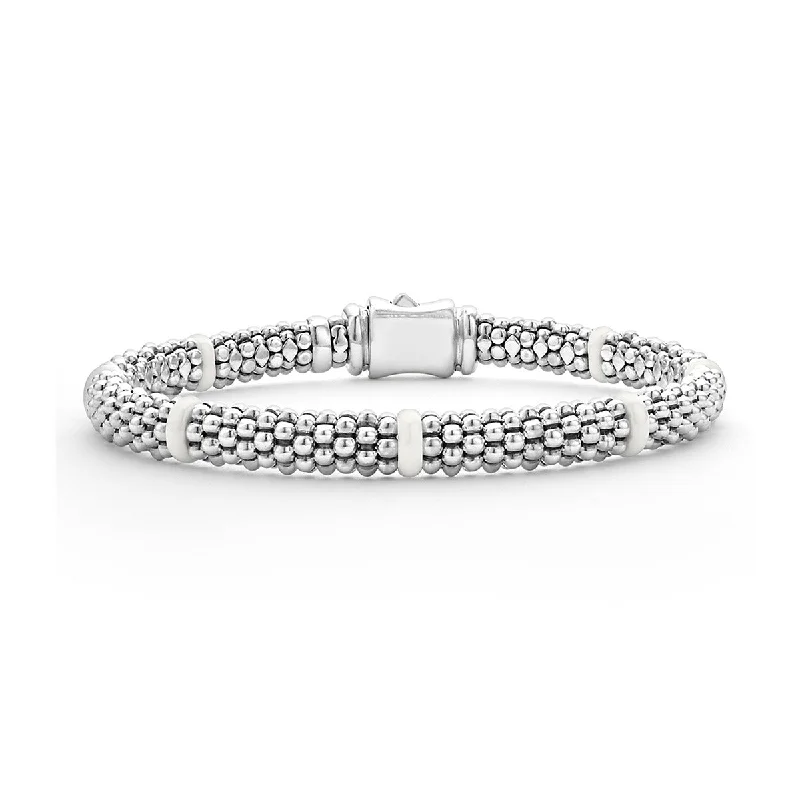 Ladies bracelets with plume charms -Ceramic Signature Caviar Station Bracelet