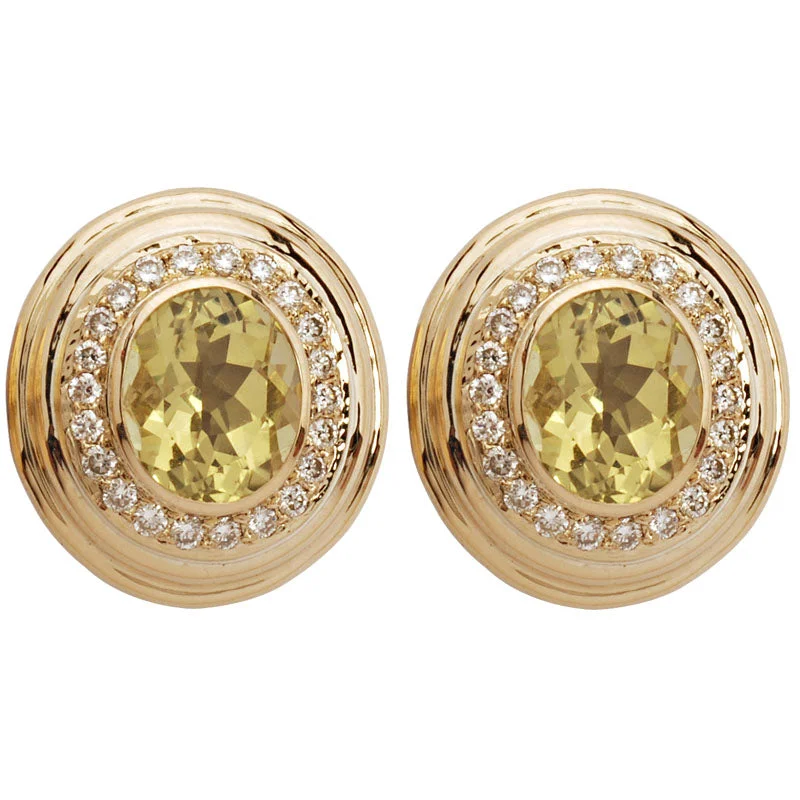 ladies-star-rose-gold-earrings-Earrings-Lemon Quartz and Diamond