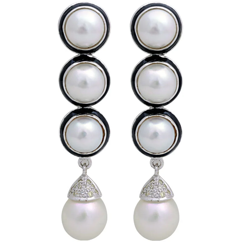 ladies-custom-rose-gold-earrings-Earrings-South Sea Pearl and Diamond (Enamel)