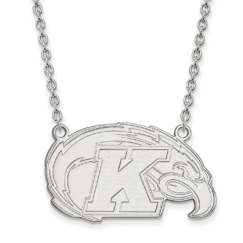 Ladies necklaces with lilac sugilite -Sterling Silver Kent State Large Logo Pendant Necklace, 18 Inch