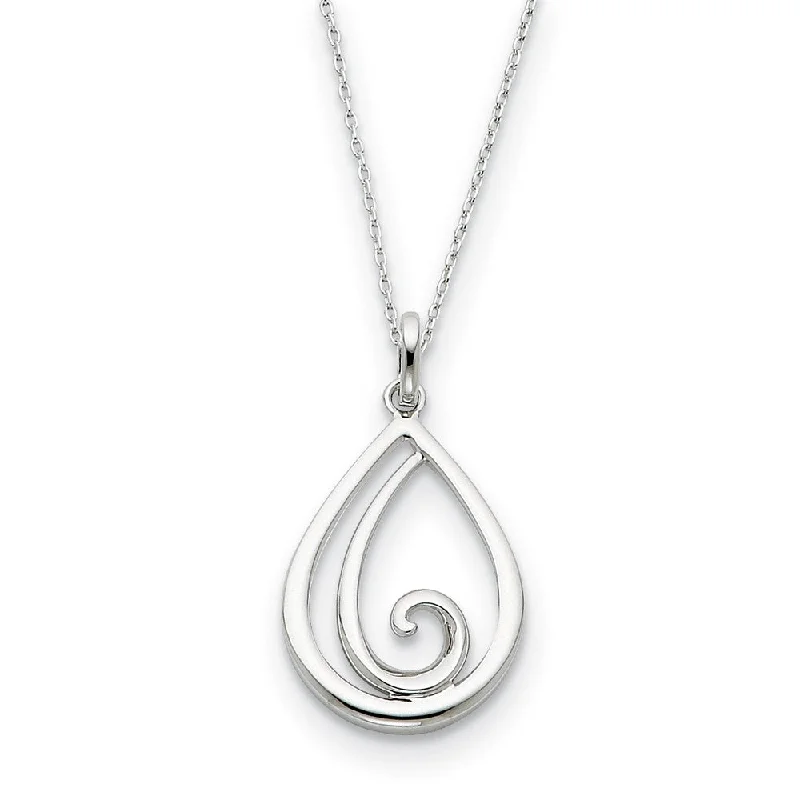 Ladies necklaces sleek designs -Sterling Silver Remember Me Always, Teardrop Necklace, 18 Inch