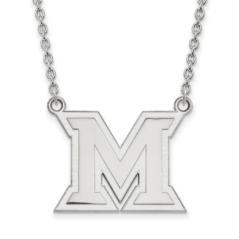 Ladies necklaces with indigo tanzanite -Sterling Silver Miami U Large Initial M Pendant Necklace