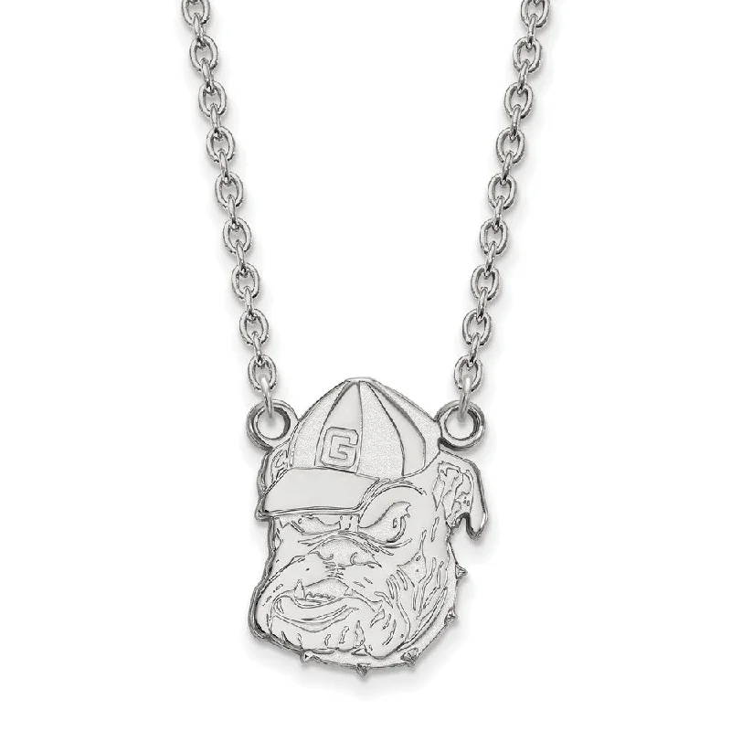 Ladies necklaces for dream chasers -10k White Gold U of Georgia Large Bulldog Pendant Necklace