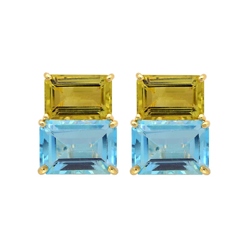 ladies-sterling-silver-huggie-earrings-Earrings-Blue Topaz and Lemon Quartz