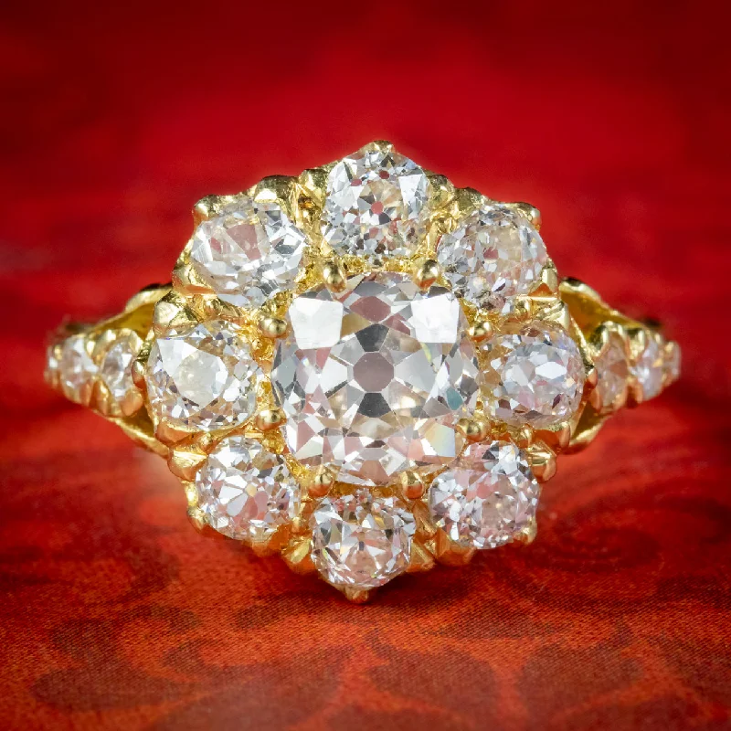 ladies-infinity-diamond-rings-Victorian Style Diamond Cluster Ring 3.50ct Of Diamond