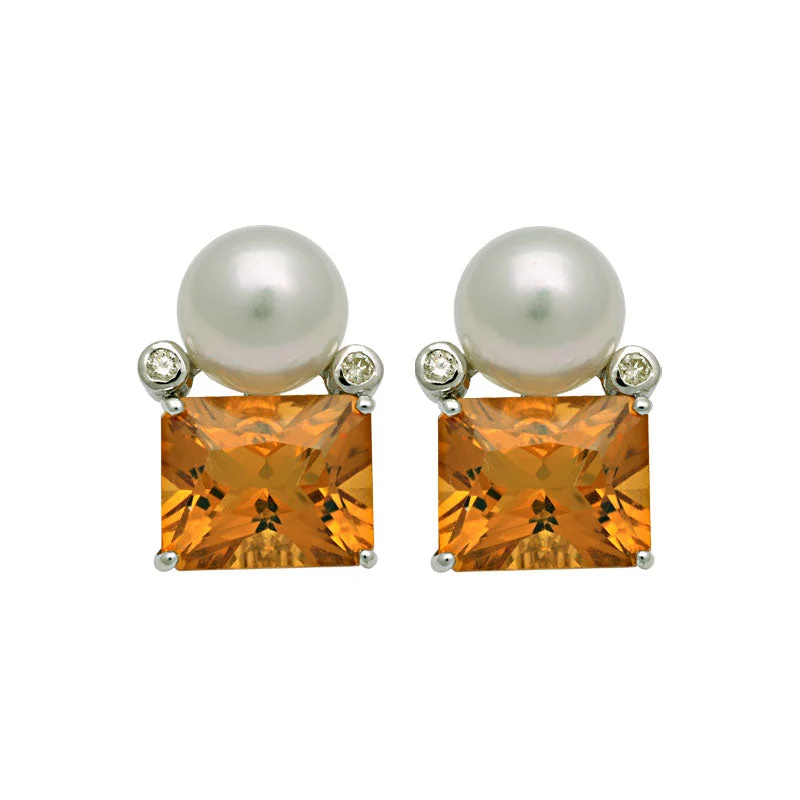 ladies-infinity-pearl-earrings-Earrings-Citrine, South Sea Pearl and Diamond