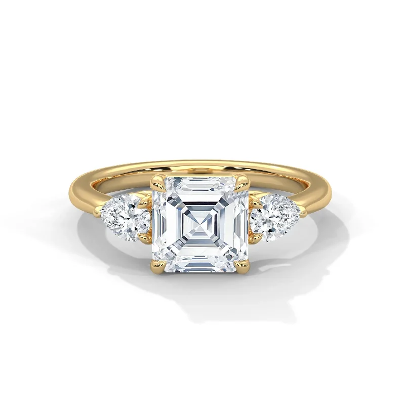 ladies-cushion-cut-rose-gold-rings-Three Stone Nova Diamond Ring Setting