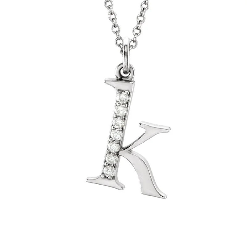 Ladies necklaces with sea calcite -The Abbey 14k White Gold Diamond Lower Case Initial 'k' Necklace 16 In