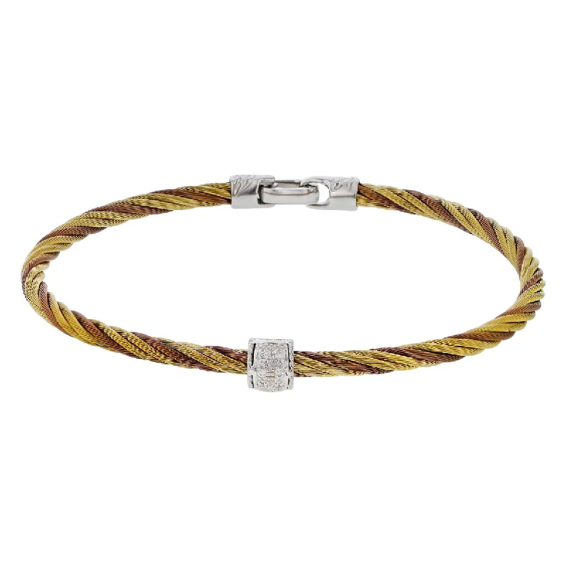 Ladies bracelets rustic charm -Charroil Woven Rope Bracelet with Diamond Bead