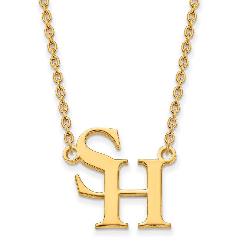 Ladies necklaces artistic flair -14k Gold Plated Silver Sam Houston State Large Pendant Necklace