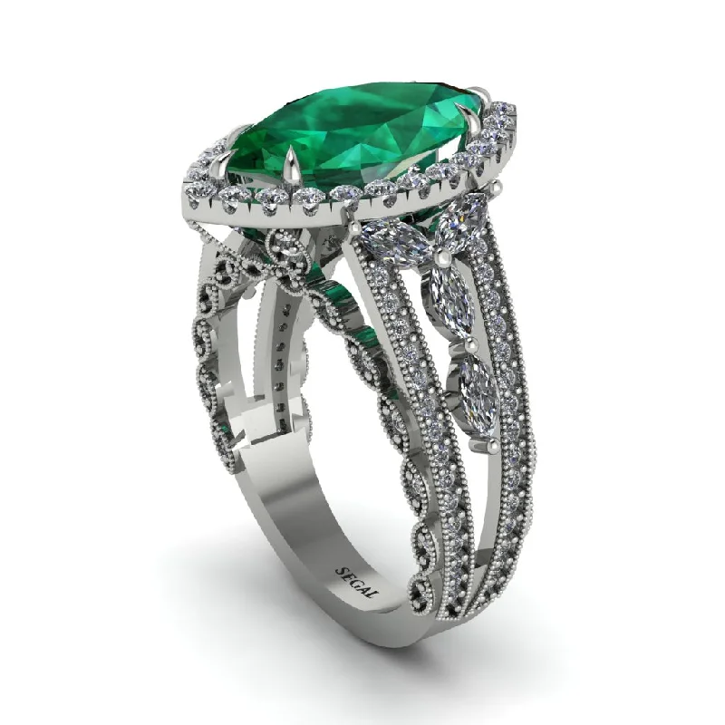 engagement-oval-platinum-ring-Emerald Majestic Splendor Engagement Ring - Antonella No. 6