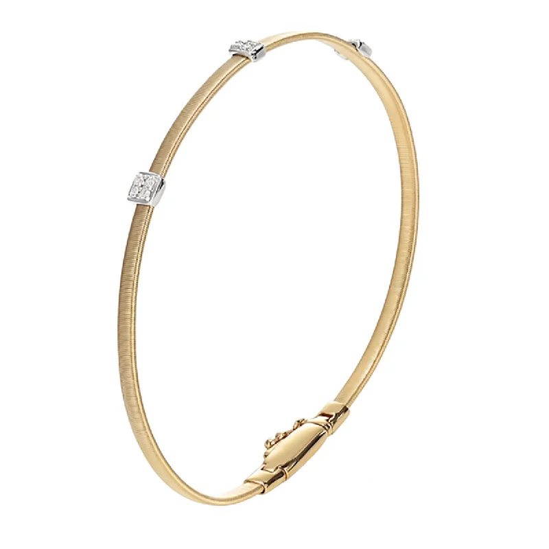 Ladies bracelets with antler charms -18K Yellow Gold and Diamond Small Three Station Bracelet