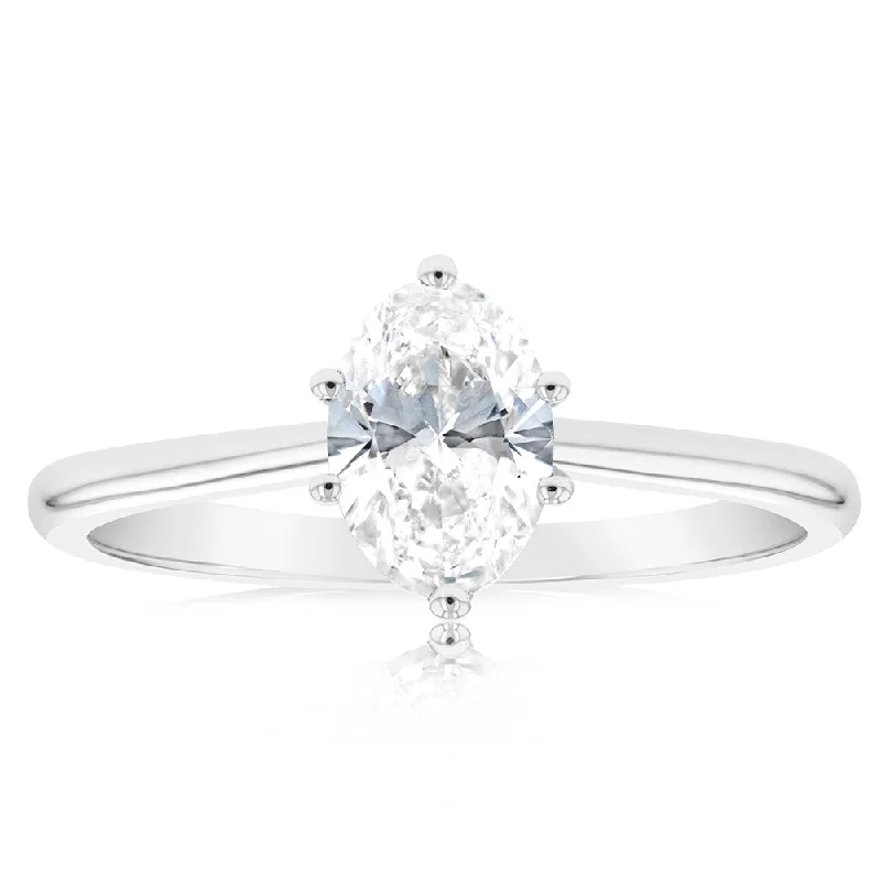 engagement-oval-sapphire-ring-Luminesce Lab Grown 14ct White Gold 1 Carat Solitaire Engagement Ring