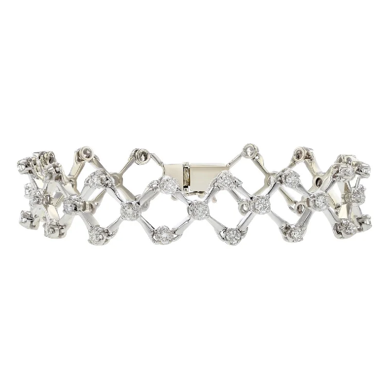 Ladies bracelets with streak charms -2.46-carat Diamond 14K Gold Cross Link Bracelet