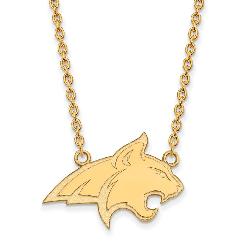 Ladies necklaces for cocktail nights -14k Gold Plated Silver Montana State Large Pendant Necklace