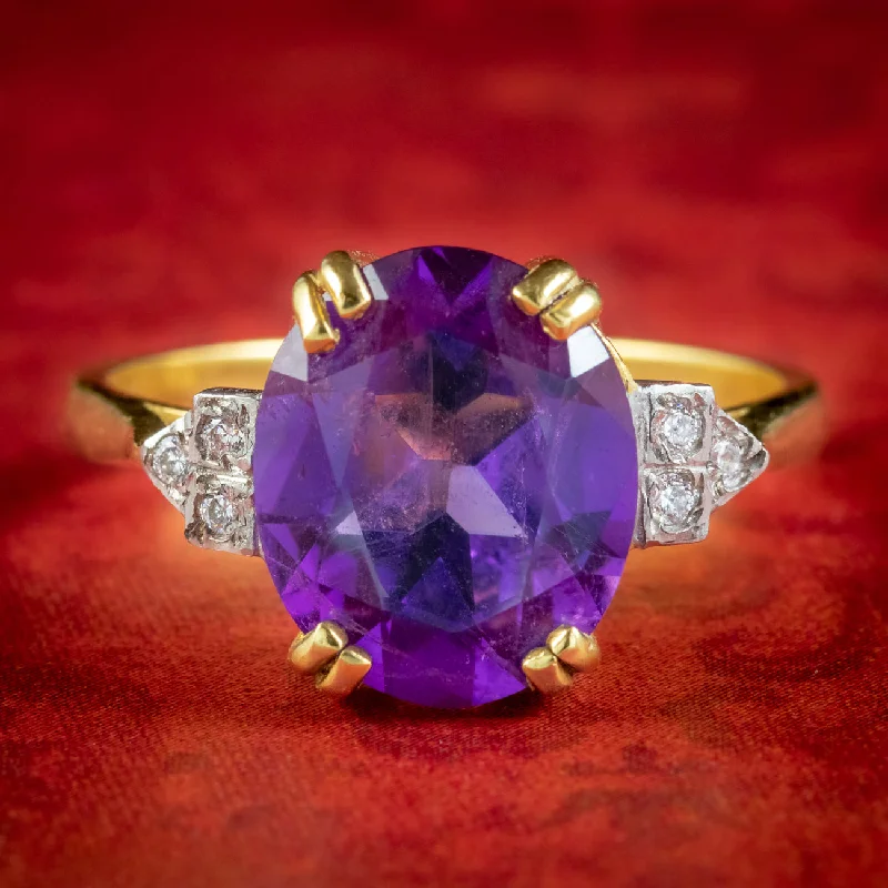 ladies-infinity-gold-rings-Art Deco Style Amethyst Cz Cocktail Ring 5.2ct Amethyst